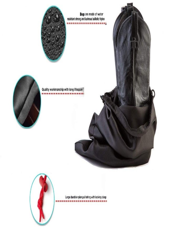 Tuff Guy Travel and Storage Boot Bags, Cowboy Boot Bag, Made of Strong Water Proof Ballistic Nylon w/Locking Drawstring (Black) -Travel Boot Bags, 23" X 19" (2 Pack) - Image 2